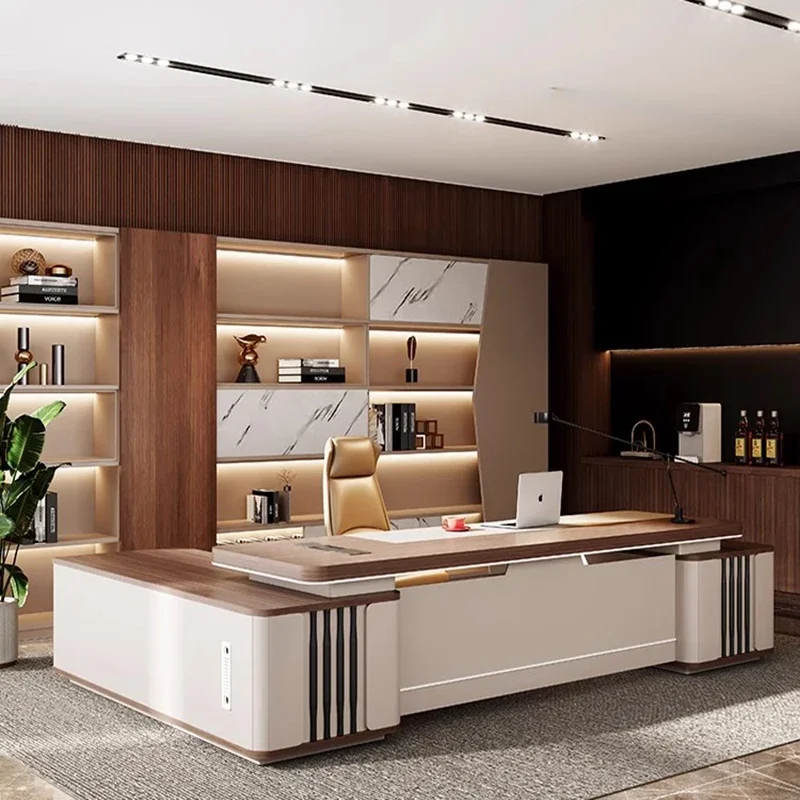 

Boss table simple modern light luxury senior sense manager president office desk and chair combination office furniture