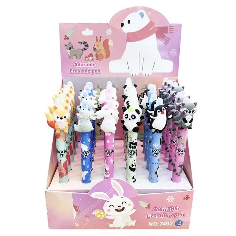 

36pcs/lot Kawaii Fox Penguin Rabbit Animal Erasable Gel Pen Cute 0.5mm Blue Ink Neutral Pen Gift Stationery Office School Supply