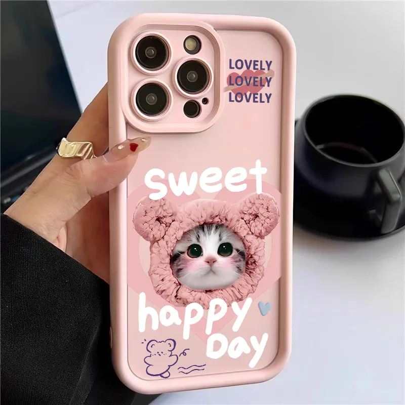 Suitable for Apple 15 Pro MAX phone case, new iPhone 14, high-end feel, 13 Pro silicone, 16 Blushing Cat