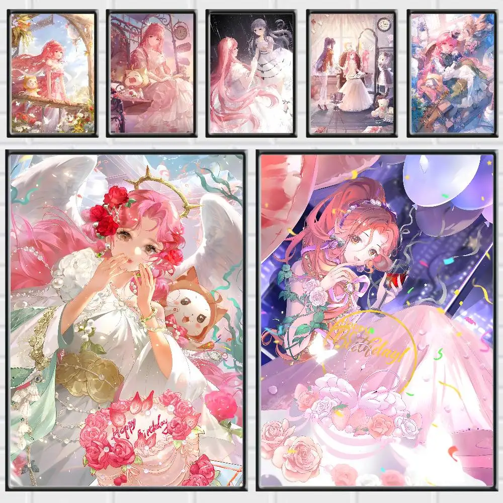 Cute Game Miracle Nikki Posters Premium Self-Adhesive No Residue Wall Sticker for Home Office Bar Decor