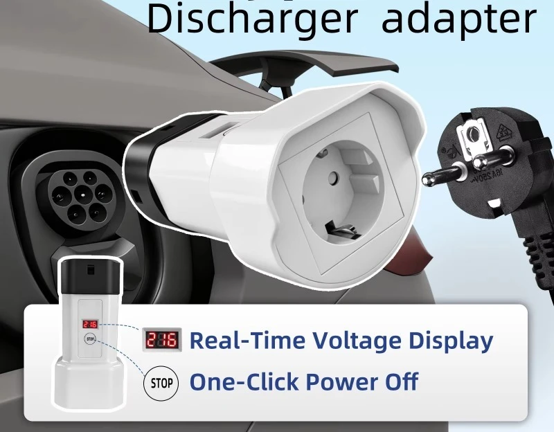 Type 2 car V2l to 16A European socket adapter, converts Type 2 discharge to 220V AC travel charging