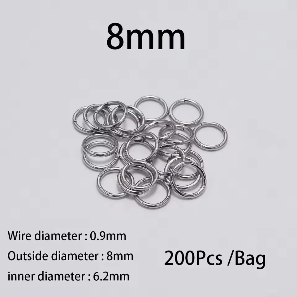 200 stuks 3-10mm roestvrijstalen splitringen, open enkelvoudige lussen, jump rings, connectoren voor DIY sieraden maken, fournituren en accessoires