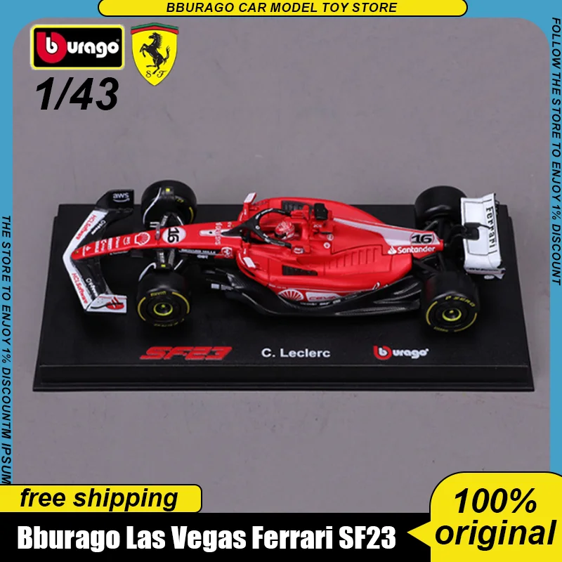 In Stock New Bburago 1:43 Las Vegas Site Ferrari Sf23 Red Bull Racing Rb19 Alloy Miniature Diecast Model Formula Car Toys Gift