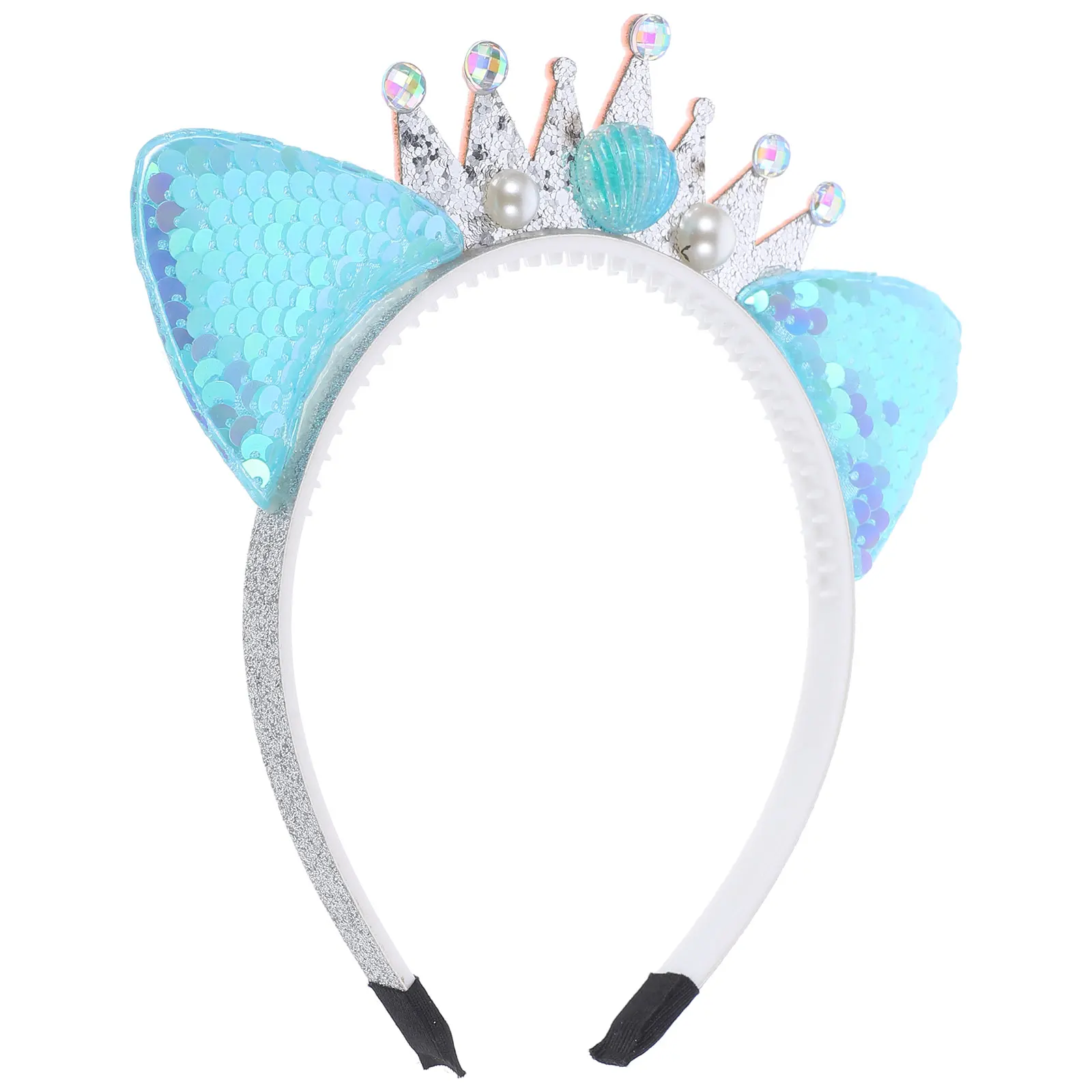 

Children's Headband Cat Ears Girls Halloween Party Headdress Sequin Crown Hair Accessories Lightweight Comfortable Kids Birthday