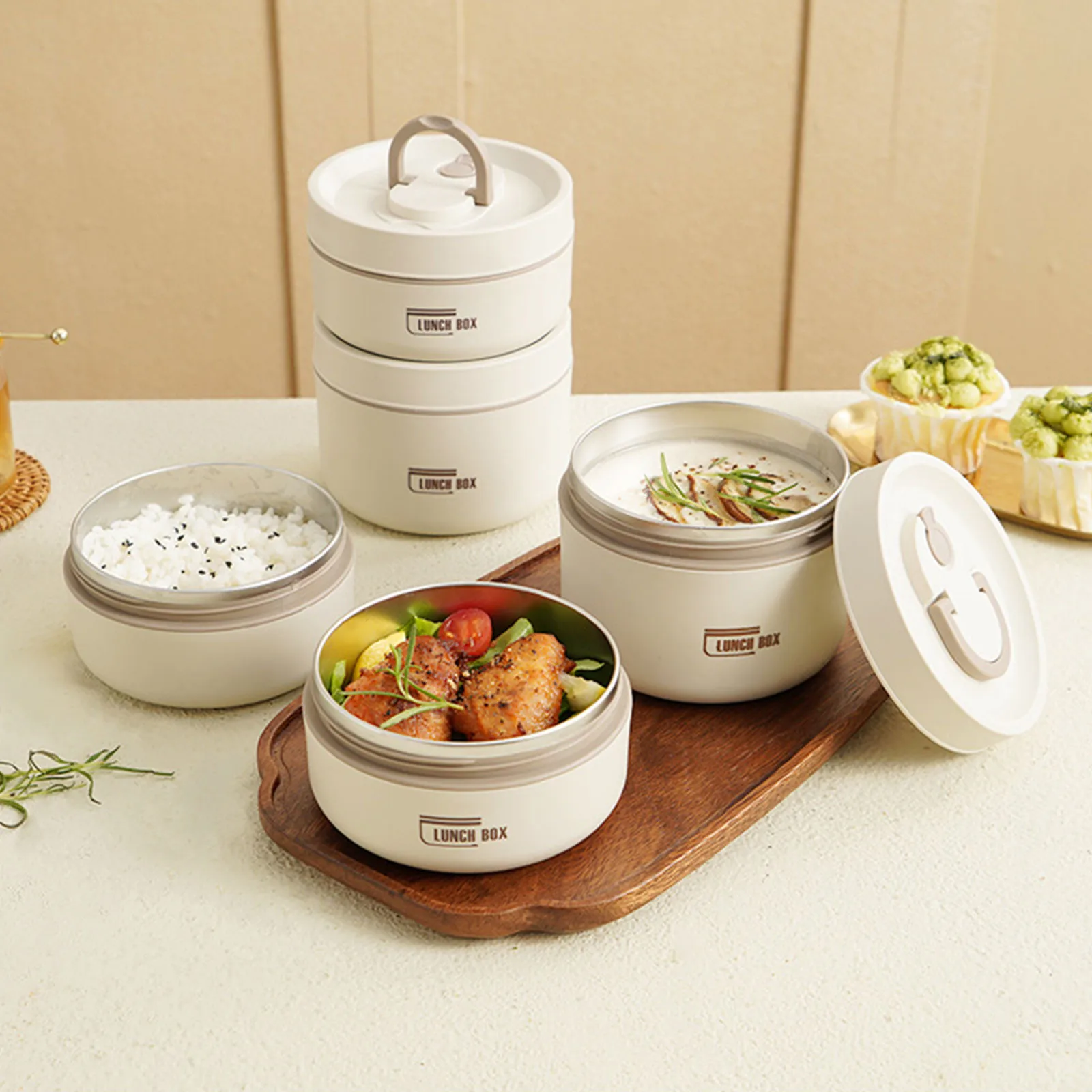 Scatola per il pranzo 304 Scatola per il pranzo isolata in acciaio inossidabile Scatola per il pranzo isolata portatile sicura a prova di scottatura Scatola per il pranzo impilabile a prova di perdite