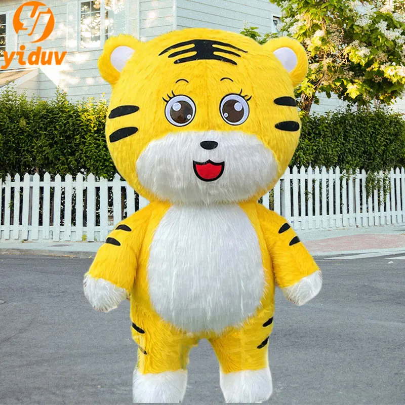 Vêtements gonflables de mascotte de tigre mignon, vêtements de fête de festival, robe de paupières, cosplay d'Halloween