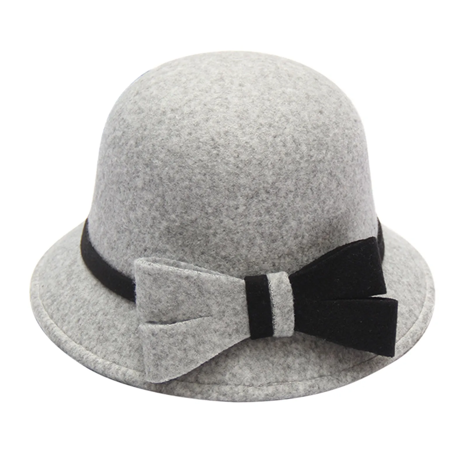 Has Hat Women'S Autumn And Winter Bow Knot Round Top Casual Fisherman'S Basin Cap Small Bowler Hat Sombrero De Sol Para Mujer