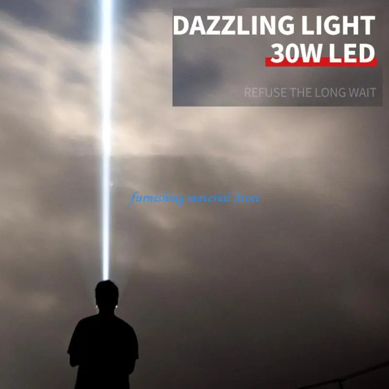Y5GD LED Work Light Practical Flashlight with Digital Display and Type C Port Aluminum Alloy Texture for Camping Hiking