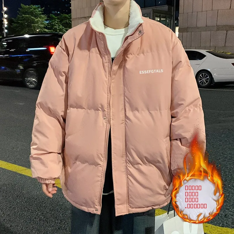 

Мужская утепленная куртка с флисовой подкладкой и воротником-стойкой, хлопковая, в корейском стиле, из овчины, в гонконгском стиле, повседневное зимнее пальто