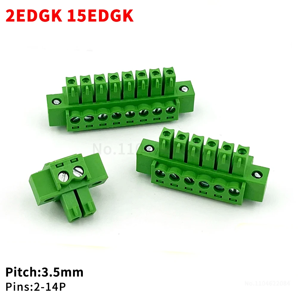 (10 Pcs) 15EDGK - 3.5mm KF2EDG PCB Screw Terminal Block Connector PLUG PIN HEADER SOCKET 2P ~ 24P 3.5 2EDGK 15EDG