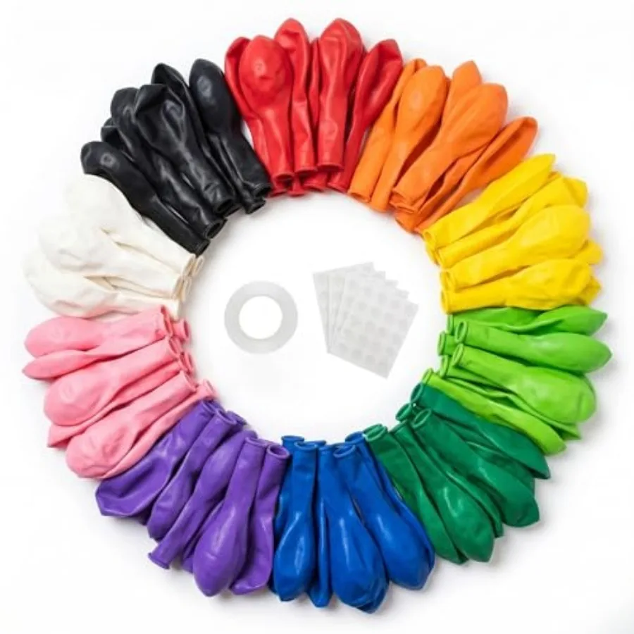 

50pcs Assorted Latex Balloons, 12 Inch Round Helium Quality Multicolor Balloons for Birthday Wedding Baby Shower Carnival Party