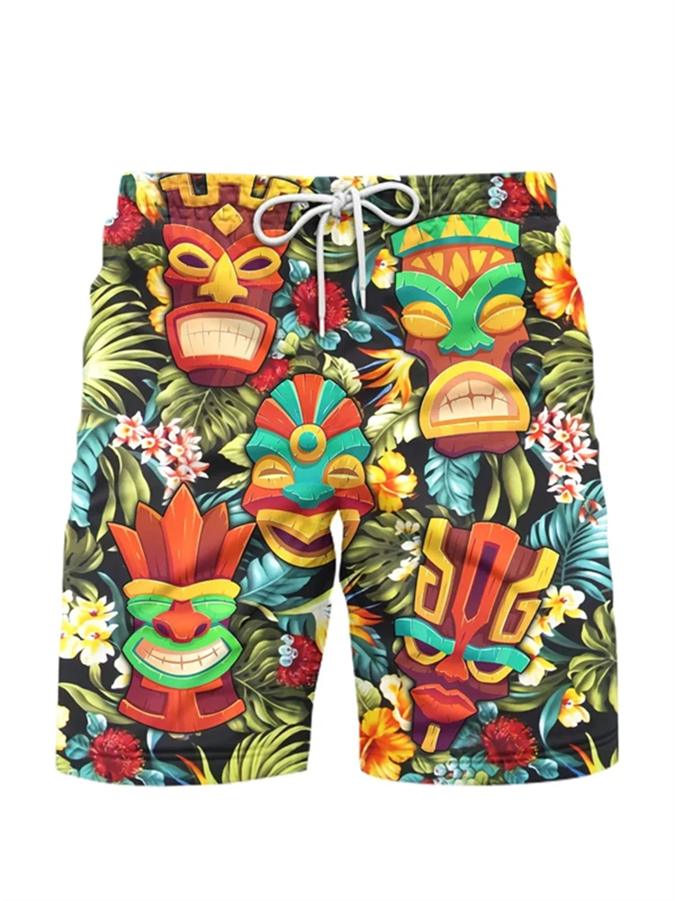 

Ретро Тики с 3D принтом для серфинга, мужские шорты, детские уличные плавки в стиле хип-хоп, модные пляжные шорты для отдыха на Гавайях, мужские шорты