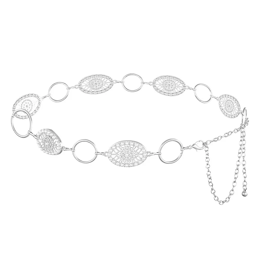 Retro Bohemian Hollow Flower Waist Chain Ethnic Belt Women's Dress Decoration Dress Waist Belt