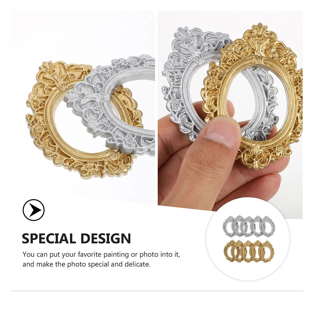 

8Pcs Small Photo Frame Decorations Vintage Resin Picture Frames for Jewelry Shop Display Tiny Ornament Frame Prop Set
