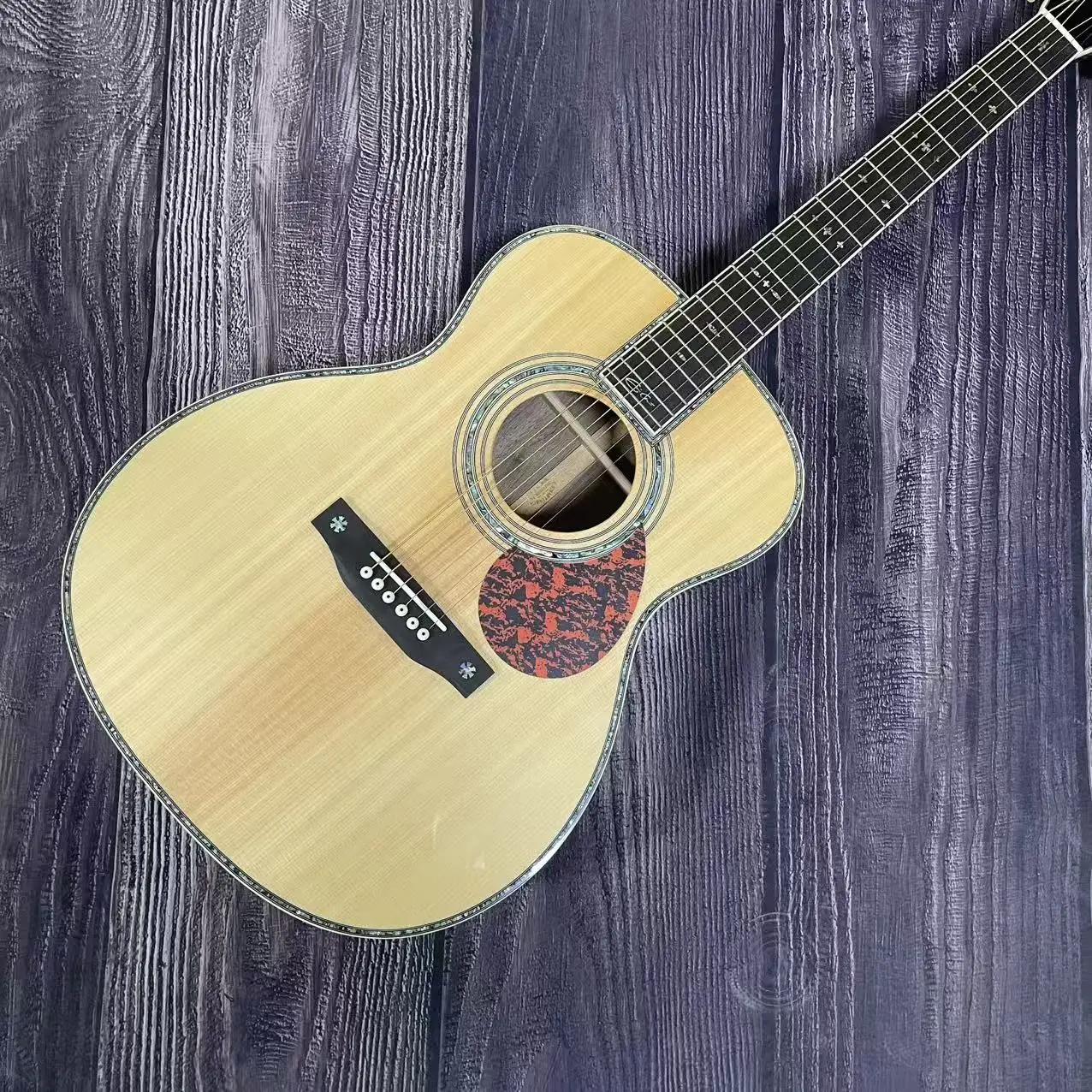 40 بوصة/مخصص OM42 توقيع/قمة من خشب التنوب الصلب/لوحة أصابع من خشب الورد/6 جيتار صوتي من الخشب الصلب عالي الجودة #3