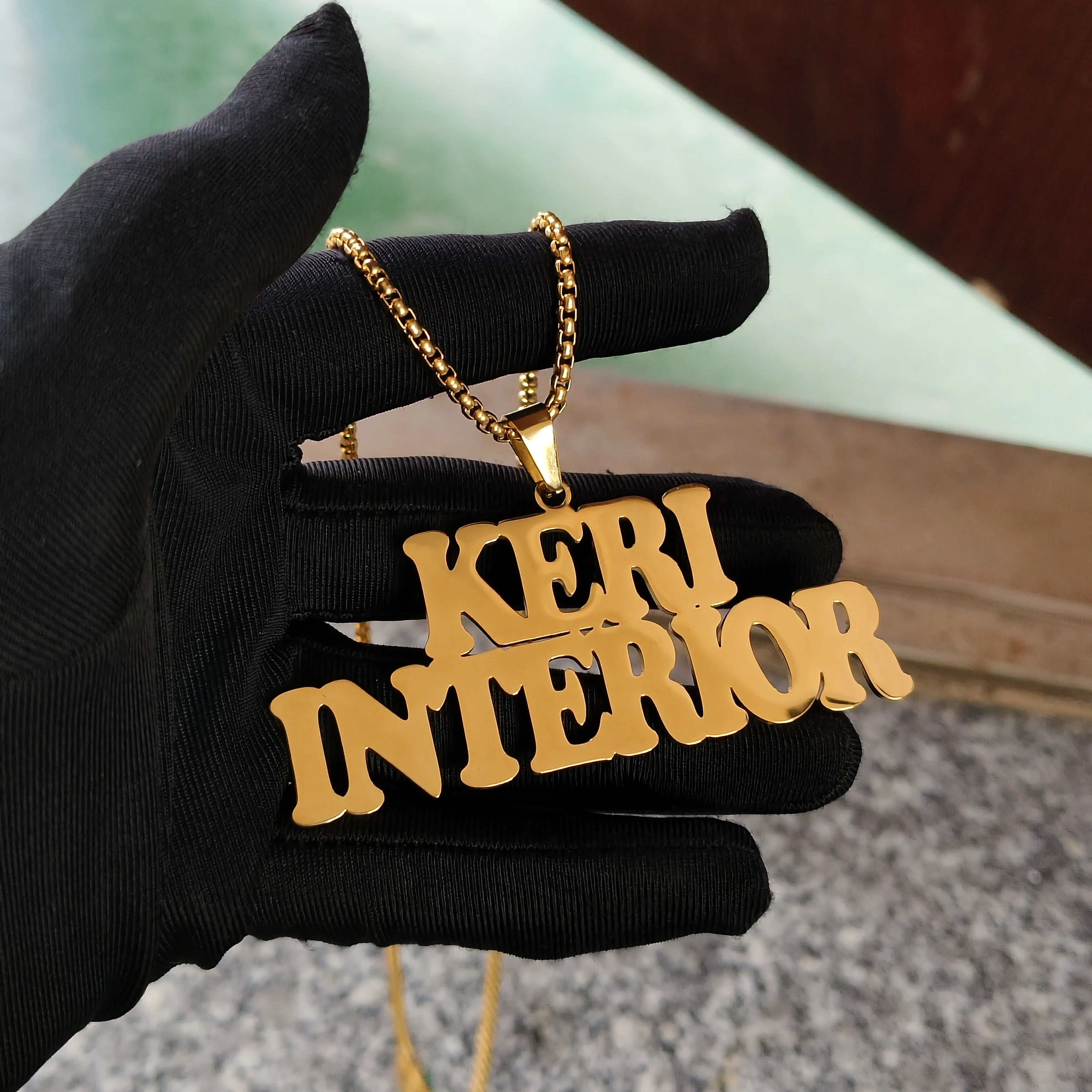 

DHQH индивидуальное имя 7 см кулон с табличкой ожерелье персонализированное письмо 7 см ожерелье с именной табличкой подарок на день рождения распродажа от производителя