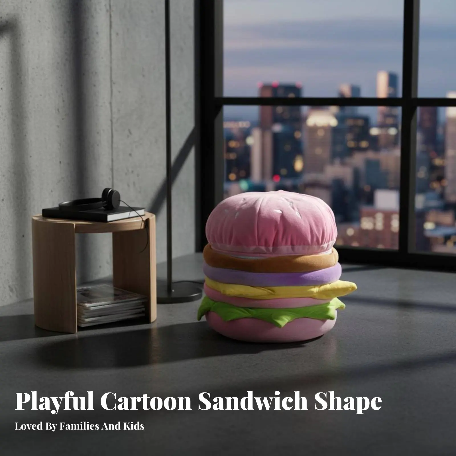

sandwich-inspired Pouf Multi-Functional Storage Stool Creative Design Soft Seat for children, Playroom