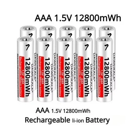 Neuer wiederaufladbarer AAA-Akku, 1,5 V, 12800 mWh, Li-Ionen-Akku für ferngesteuerte Maus, elektrische Spielzeugbatterie