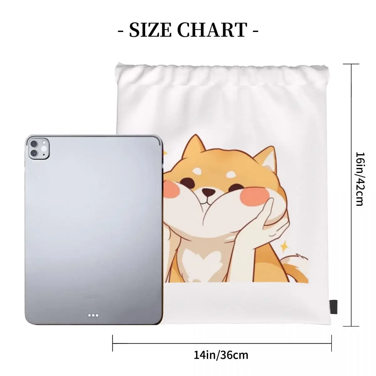 Kawaii Shiba Inu Backpacks Fashion Portable Drawstring Bags Drawstring Bundle Pocket Sports Bag BookBag For Man Woman School