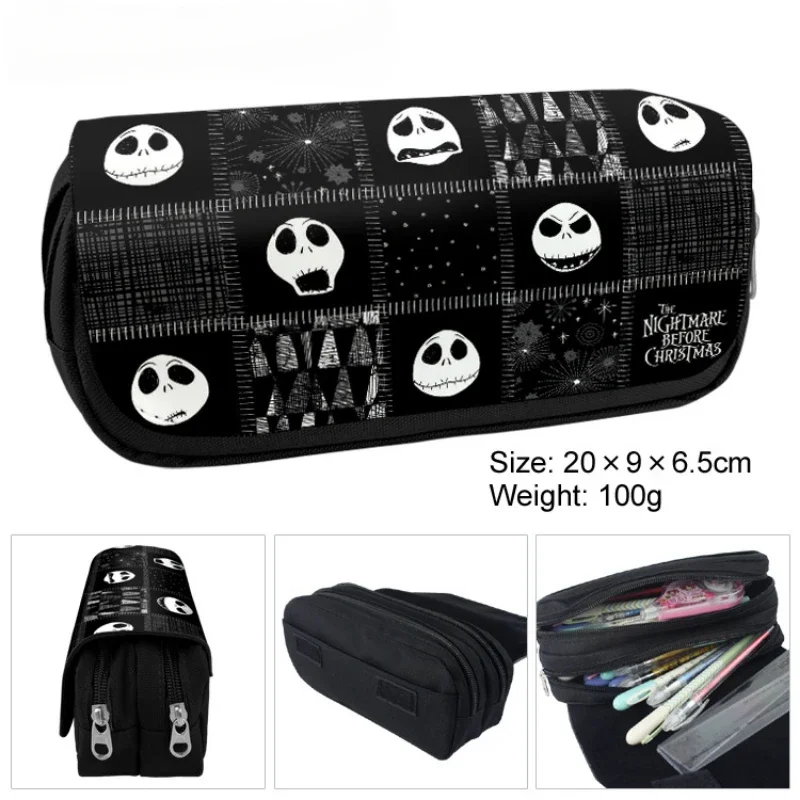 Nightmare Before Christmas Pencil Bag Anime Cartoon Jack Skellington Wallet Cosplay Pencil Box Halloween Coin Purse Kids Gift