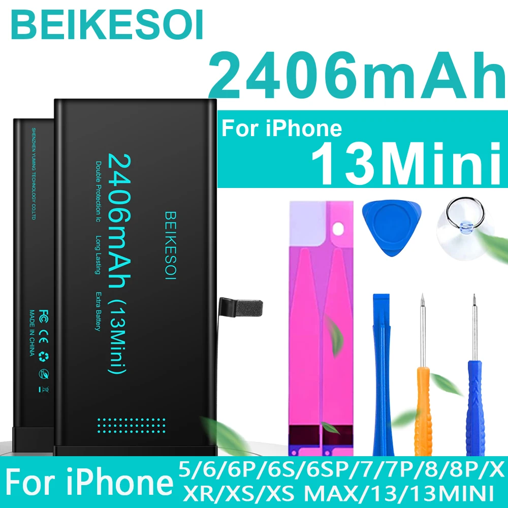 

BEIKESOI Battery For Apple iPhone 7 8 Plus 11 Pro 12 Mini 13 X XR XS MAX 6 6S SE 7Plus 8Plus Replacement Lithium Polymer Bateria