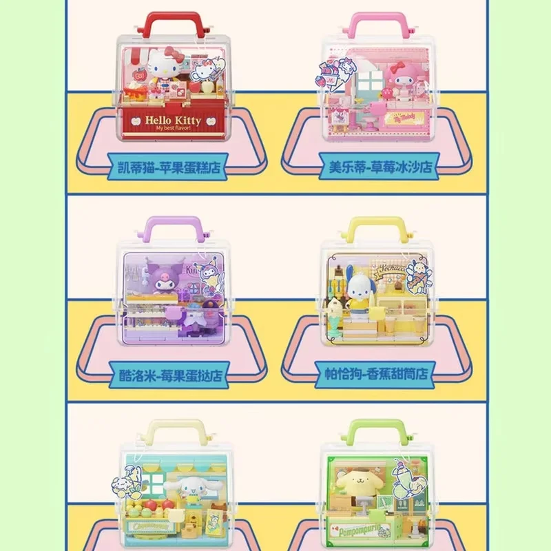 

Sanrio blind box Portable Carry Case Fruit Shop Theme Hello Kitty My Melody Desktop Display Ornament Decor Gift For Fans