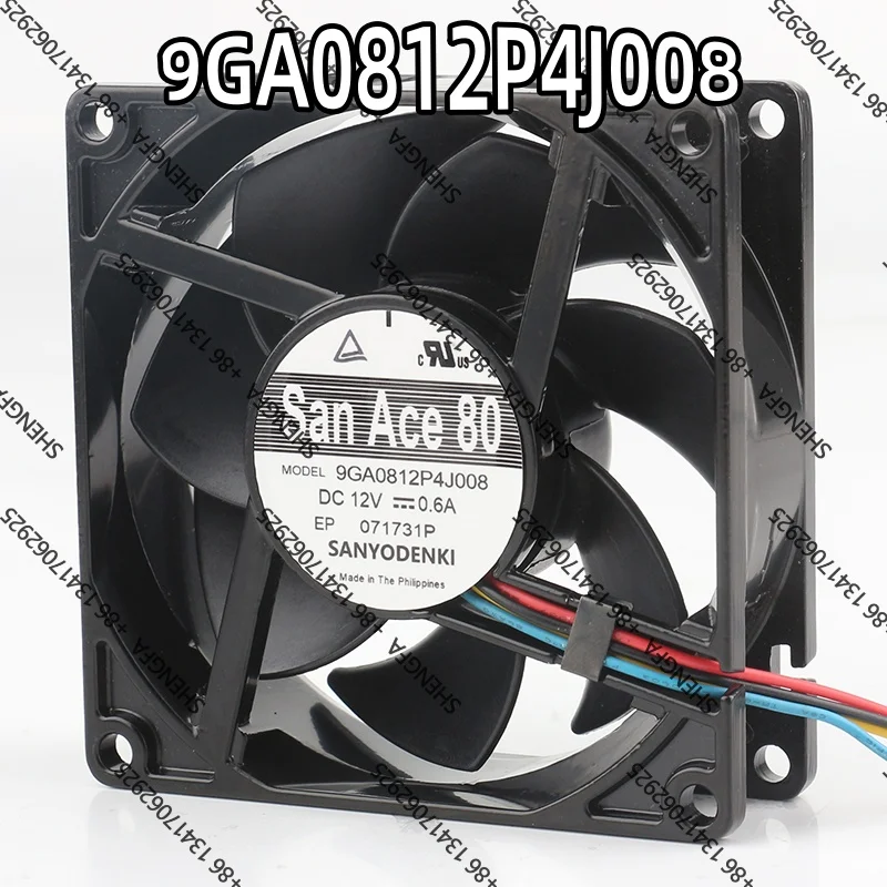 Sanyo 9GA0812P4J008 8025 12V 0.6A 8cm 80X80X25MM High-efficiency Cooling Fan for Large-Area Air in Computer Case