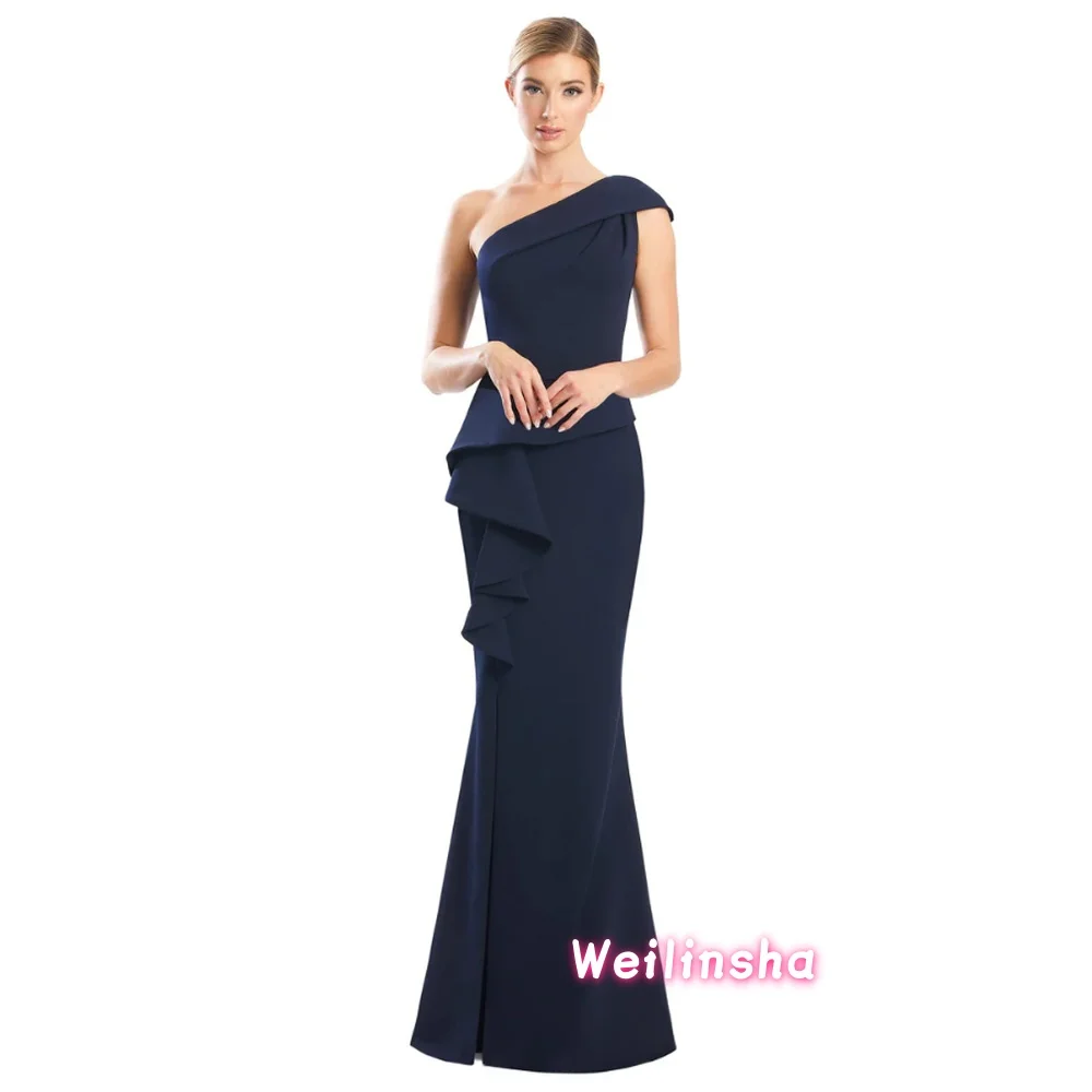 Customized One Shoulder Mother of the Birde Dresses for Women Wedding Guest Ruffles Party Dress A Line Elegant Wedding PartyGown