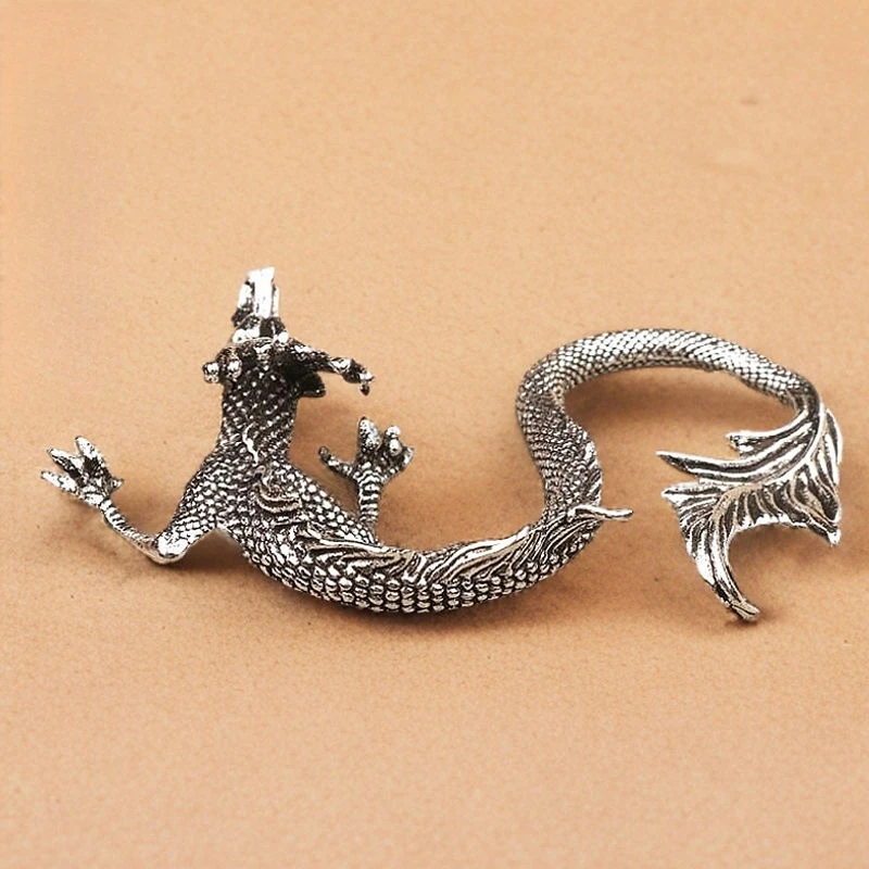 Solid Brass Zodiac Dragon Small Statue Desktop Ornament Chinese Mythical Beast  Retro Home Feng Shui Decorations Crafts view 4