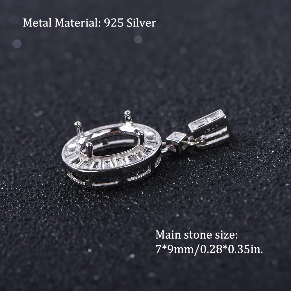 7x9mm Oval Simple Four-Claw Pendant Setting, S925 Sterling Silver Material, Suitable for Handmade DIY Jewelry