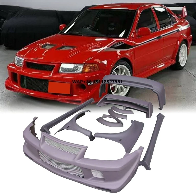 Kit carrosserie style OEM pour Lancer Evolution VI EVO 6 : pare-chocs avant, ailes, jupes latérales, passages de roues, pare-chocs arrière, aileron arrière