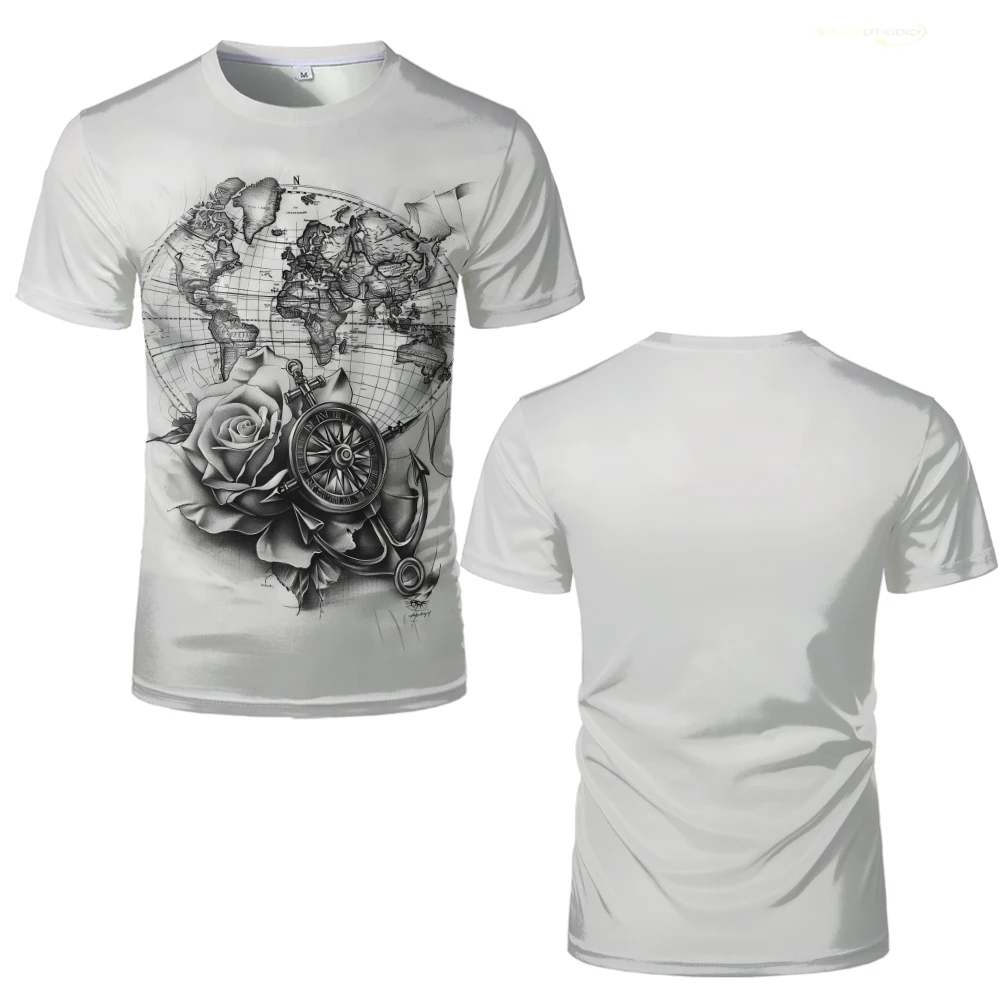 Men's Retro 3D printed T Shirt Anchor Pattern Casual Short-Sleeved Tops Summer Street Trend Men High Quality Clothing ​T-Shirts image 5