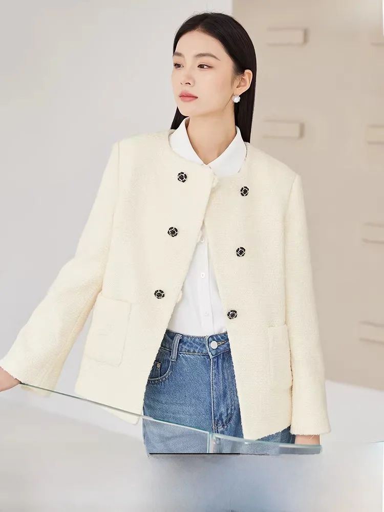 

Новинка 2025, женская свободная длинная теплая одежда Ne Fraance Sle Jaet с двойными пуговицами, верхняя одежда из полиэстера, нейлонового волокна