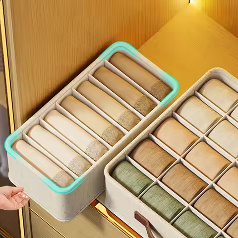 Put Underwear Storage Box, Household Drawer-type Grid Artifact, Wardrobe, Underwear, Socks, Three-in-one Finishing Box, Box.