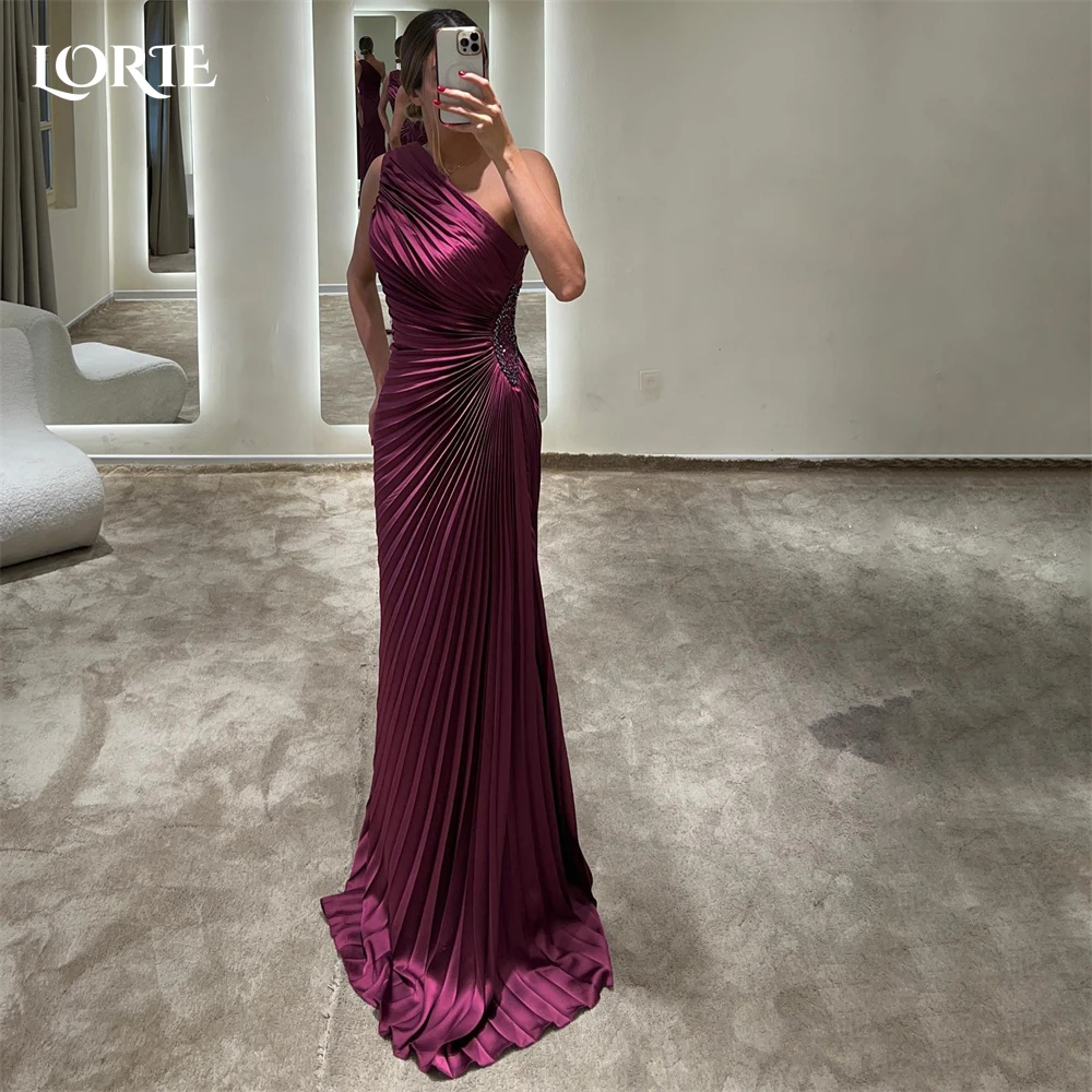 

LORIE Solid Bridesmaid Formal Evening Dresses For Wedding Occasion One Shoulder Mermaid Celebrity Dress Beadings Party Gowns