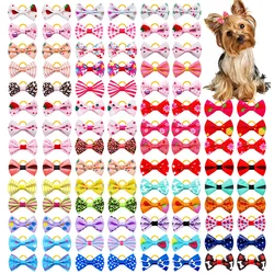 50PCS Dog Accessories Dog Bows Handmade Cute Hair Accessories For Dogs and Cats Puppy Bows With Rubber Bands Pet Supplies