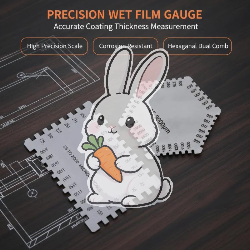Stainless Steel Hexagonal Wet Film Comb Gauge Heavy Duty 25-3000um for Industrial Manufacturing Paint Coating Thickness Measure