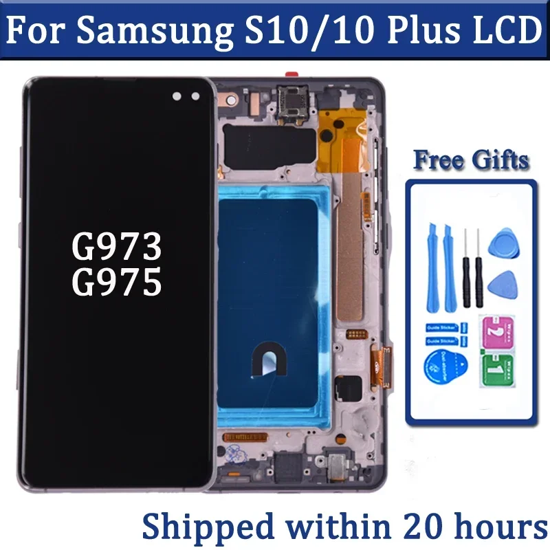 Screen for Samsung S10 Plus S10+ G975 G975F Lcd Display Digital Touch Screen  with Frame for Samsung S10 G973 Assembly