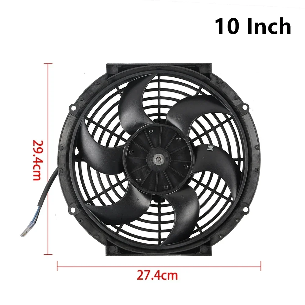 Universal 8 Row Transmission Radiator Oil Cooling + 10 Inch 12V Car Air Conditioning Electronic Slim Fan Cool Kit Aluminum