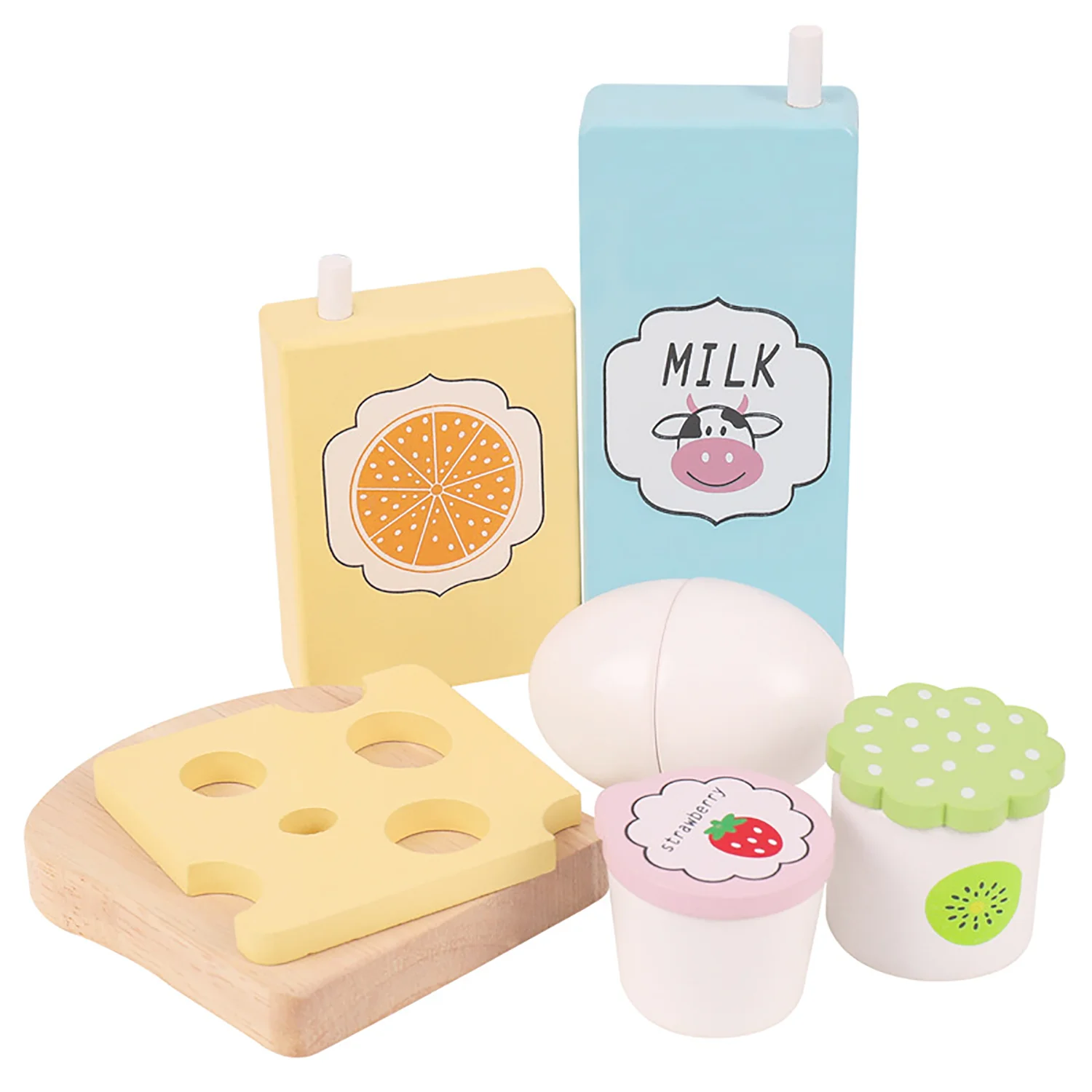 

Pretend Play Food Set for Children, Breakfast Food Kitchen Toy, Bread, Butter, Poached Egg Cutting Role Play Toys for 3+ kids