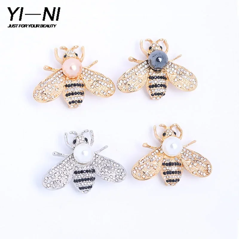 1Pc Honey Bee Brooch Pins Bag Clothes Lapel Pin Cute Insect Pins with Faux Pearl Fashion DIY Jewelry Making Gifts