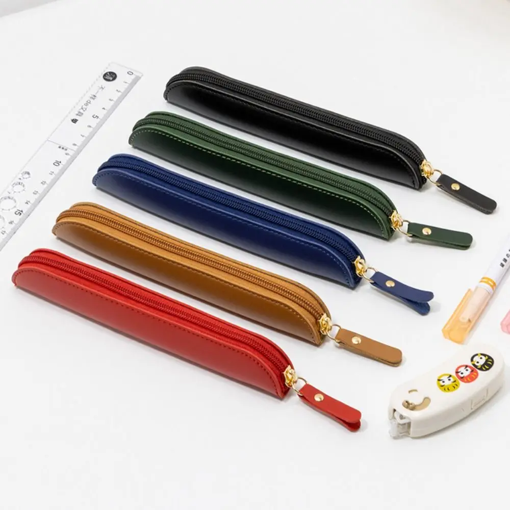 Creative Simple Leather Pen Protective Cover Waterproof Handmade High-end School Office Desktop Organizer Portable