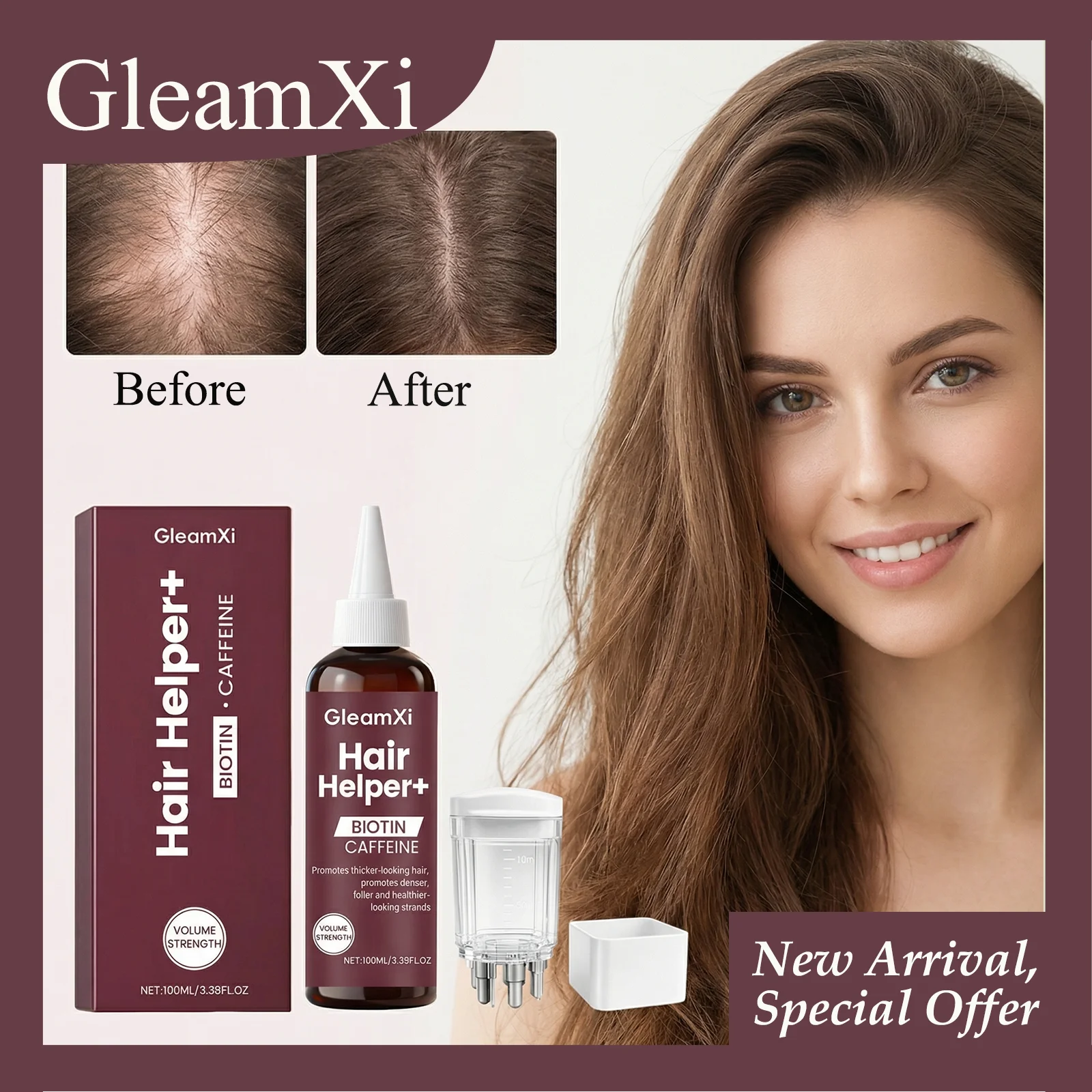 

GleamXi 100 мл Средство для волос, придает волосам более густой вид, уменьшает сухость и пушистость, защищает от повседневных повреждений, создает эффект объема.