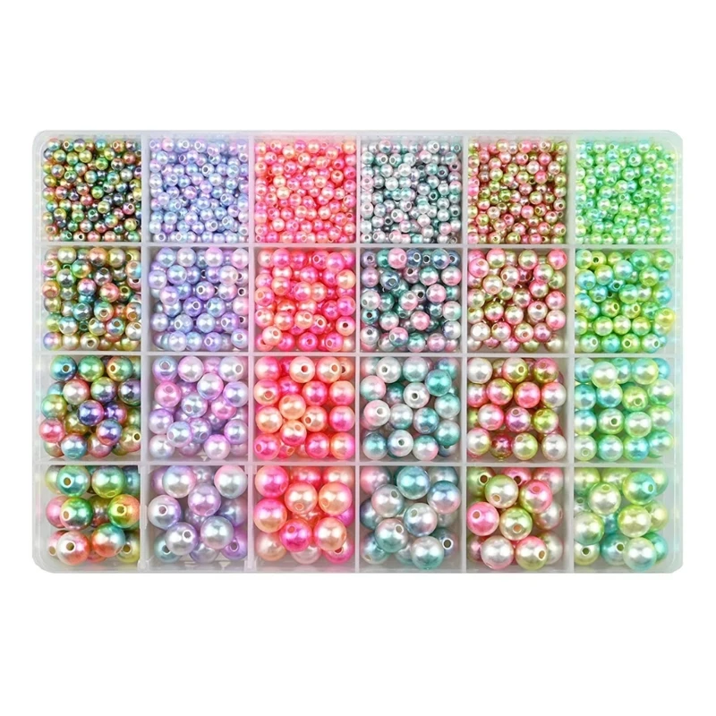 

1890Pieces Loose Spacer Beads 4/6/8/10mm Changing Color Spacer Beads with Hole