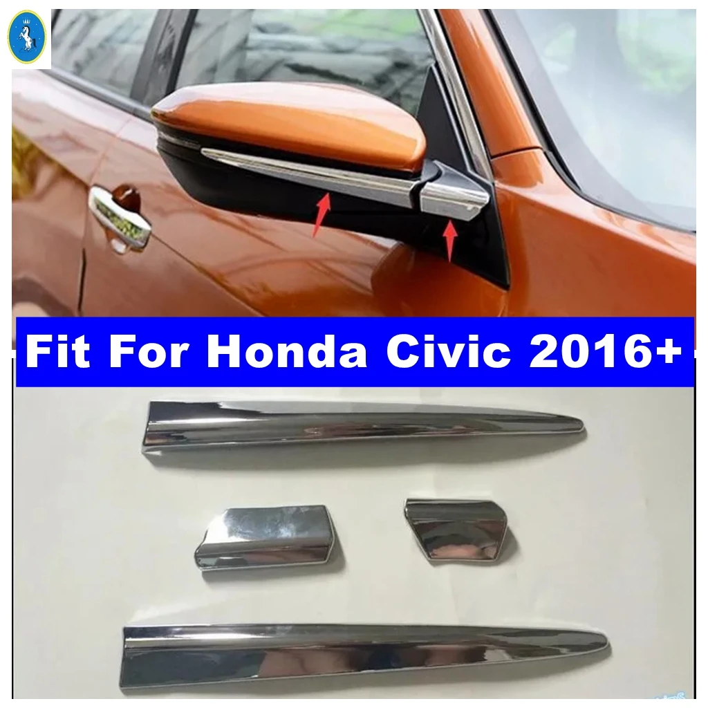 

Car Side Door Rearview Mirrors Decoration Strip Cover Trim Fit For Honda Civic 2016 - 2018 ABS Bright Style Exterior Accessories