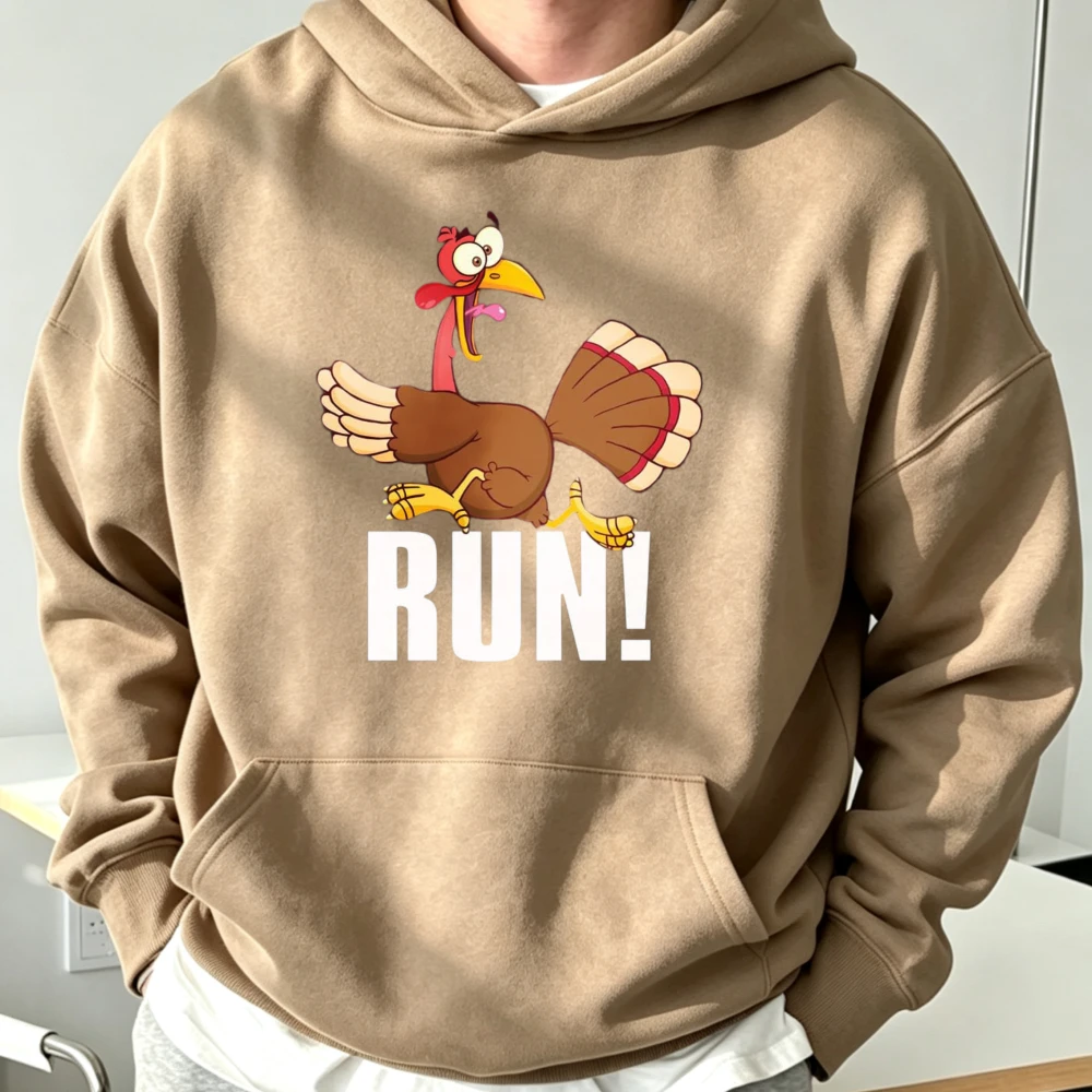 Run! Funny Thanksgiving Running 5k Race Turkey Trot Pullover Hoodie Hoodie Sweatshirt Long Sleeve Hooded Men Women Unisex Y2K