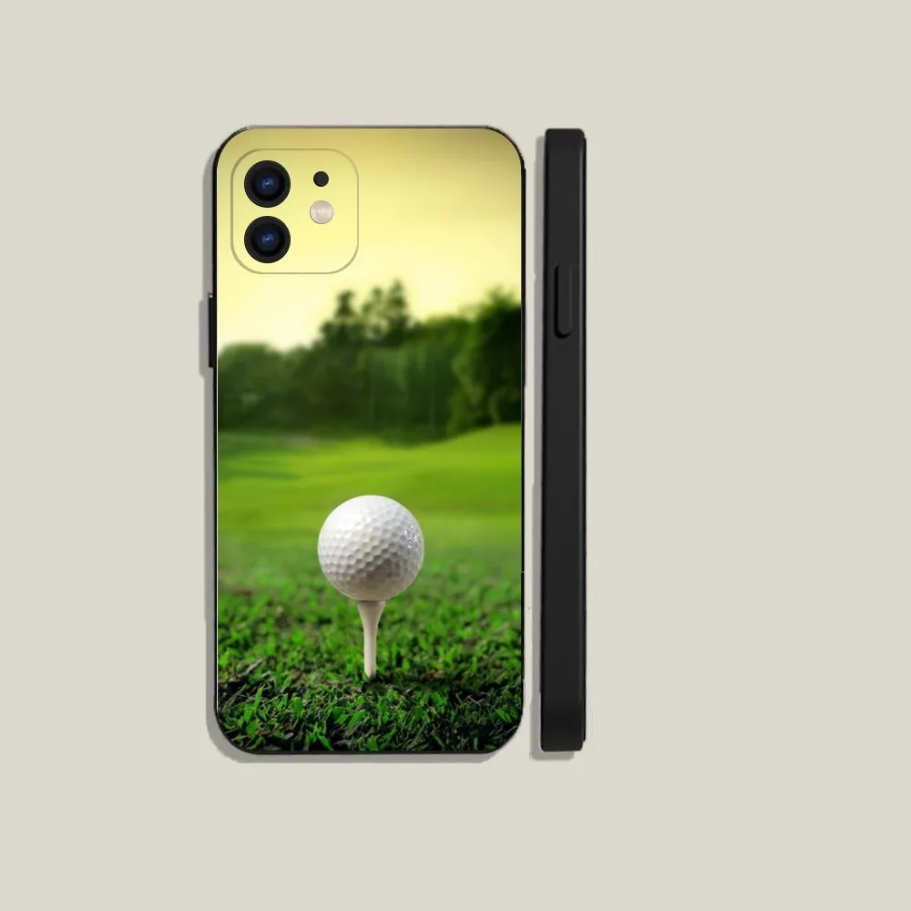 Sport Golf Ball  Phone Case For iPhone 15,14,13,12,11,Plus,Pro Max,XS,X,XR,SE,Mini,8,7 Soft Silicone Black Cover