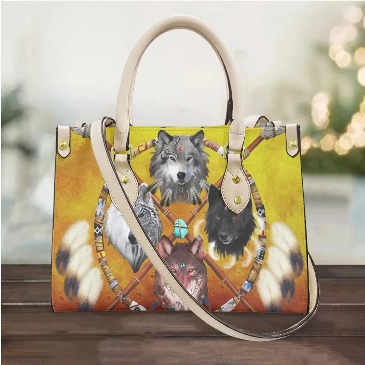 Lobo 3D Design Bolsa para mulheres, sacola crossover casual, elegante sacola de saída, bolsa mensageiro viajante, presente de moda, nova