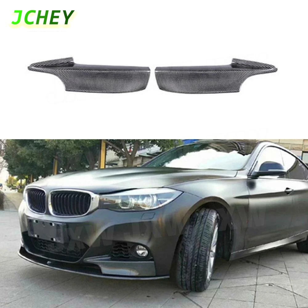 

JCHEY 2PCS Carbon Fiber Front Bumper Lip Splitters Spoiler For BMW 3 Series GT F34 M Sport 2014-2018 Flap Aprons Trim FRP