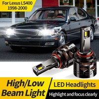 2PCS For Lexus LS400 1998 1999 2000 9005 LED Headlight Bulb HB3 White 9006 LED Hi/Lo Beam Lamp HB4 Light Halogen Replacement